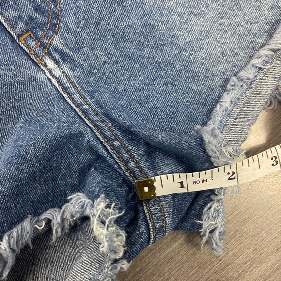 American Apparel High Rise Waist 90s Medium Stone Wash Indigo Denim Jean Shorts - Picture 9 of 9